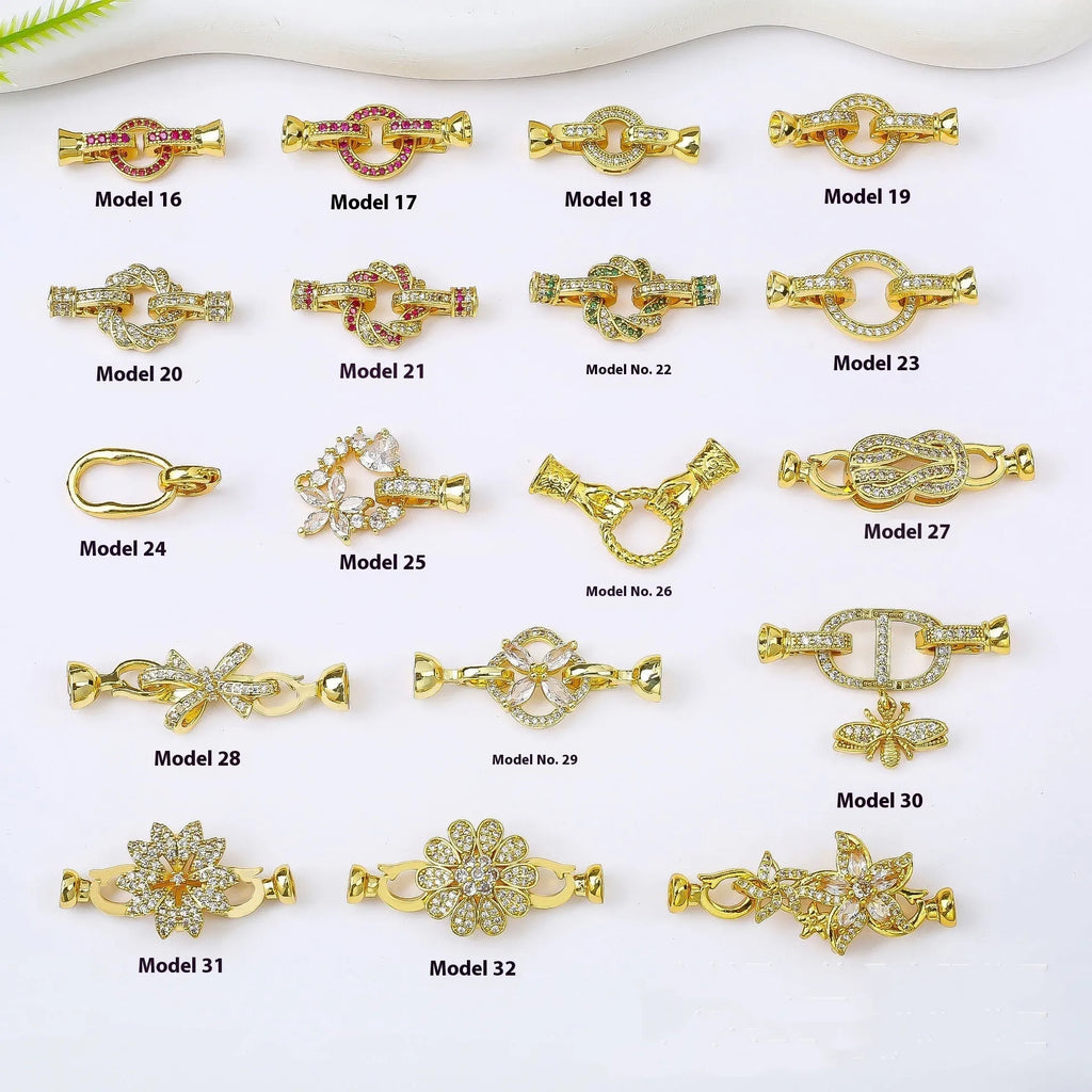 Small 18K gold colour pearl necklace buckle for DIY jewellery making