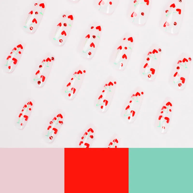 French Love Red Diamond Small Cherry nail art stickers JP1601 colour, 24 sheets with adhesive glue