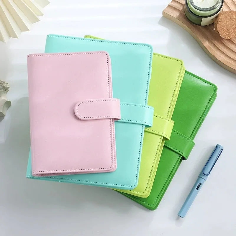 PU leather A5 zipper bag for loose-leaf binders in solid colour options