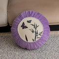 Chinese embroidery butterfly pattern cushion in beige, black, and purple colours