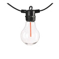 Outdoor decorative string lights with 10 LED bulbs in transparent meteor bag cases