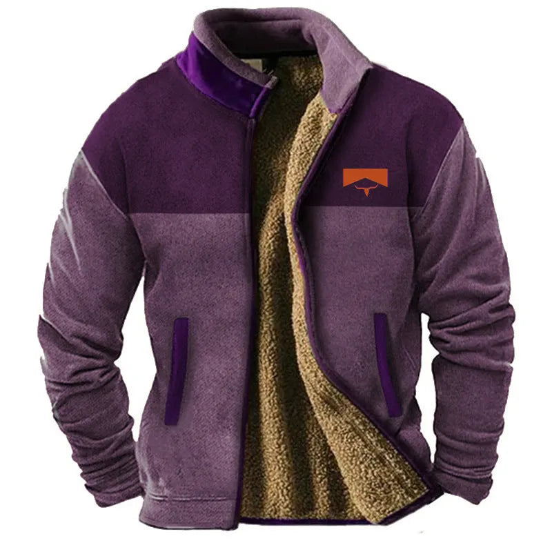 Men's green polyester padded coat with regular fit and fleece lining
