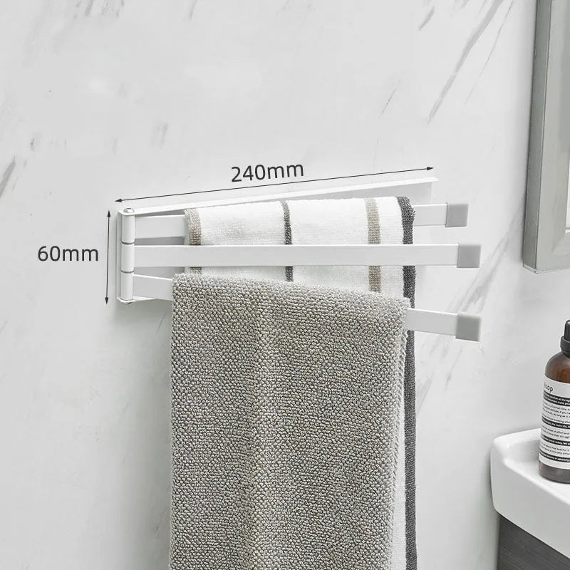 Nordic folding carbon steel towel bar in black mounted on bathroom wall
