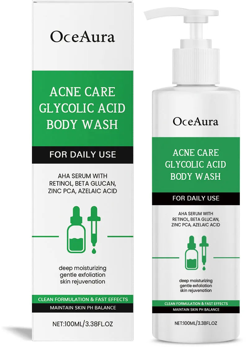 Soothing moisturising shower gel 100ml in a white bottle with blue cap, cleansing oil gently