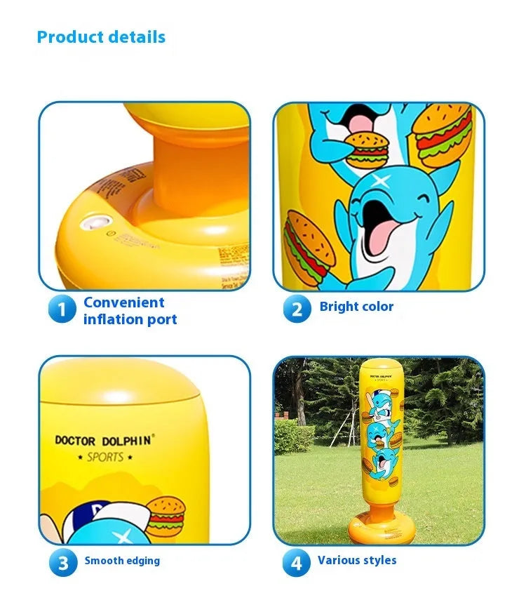 Inflatable boxing column vertical PVC tumbler for home fitness training yellow hamburger colour