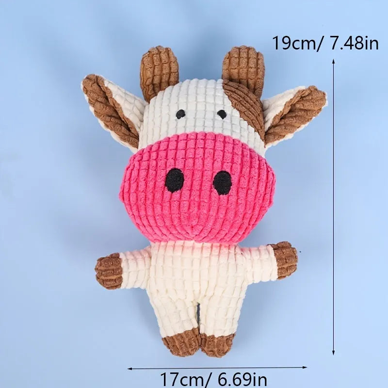 Cute animal shape plush squeaky chew toy for small medium dogs in bright colours
