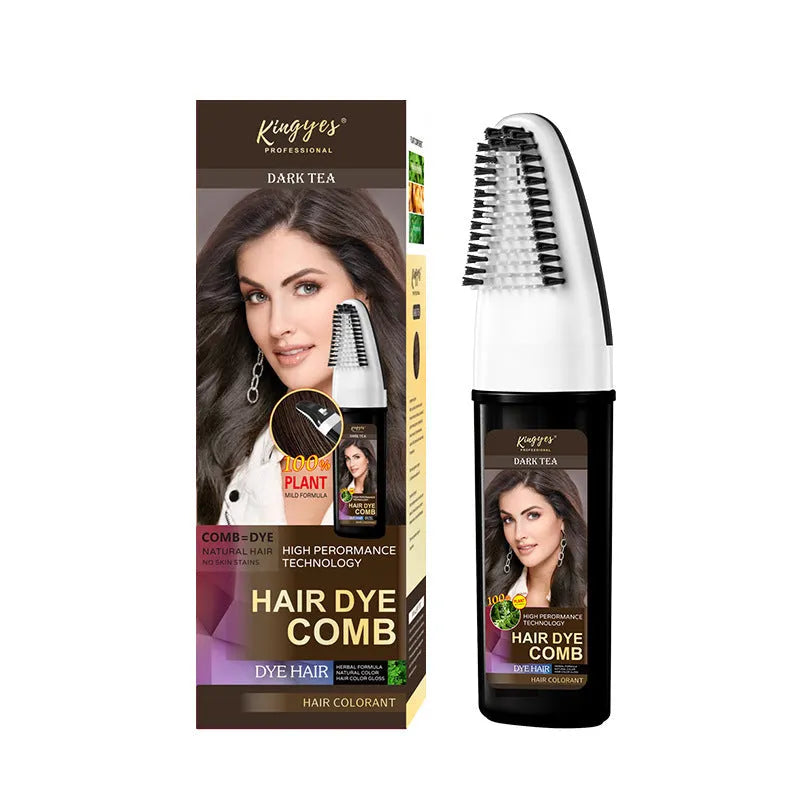 Brown, Dark Brown and Wine Red 200ml hair dye bottles with applicator comb.
