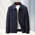 Men's slim fit casual coat in vinylon fabric, shown in dark blue colour.