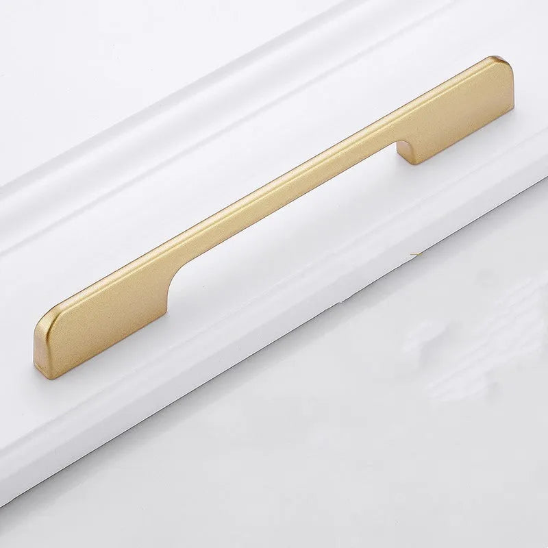 Gold T-shaped aluminium alloy cabinet door handle with single hole mounting