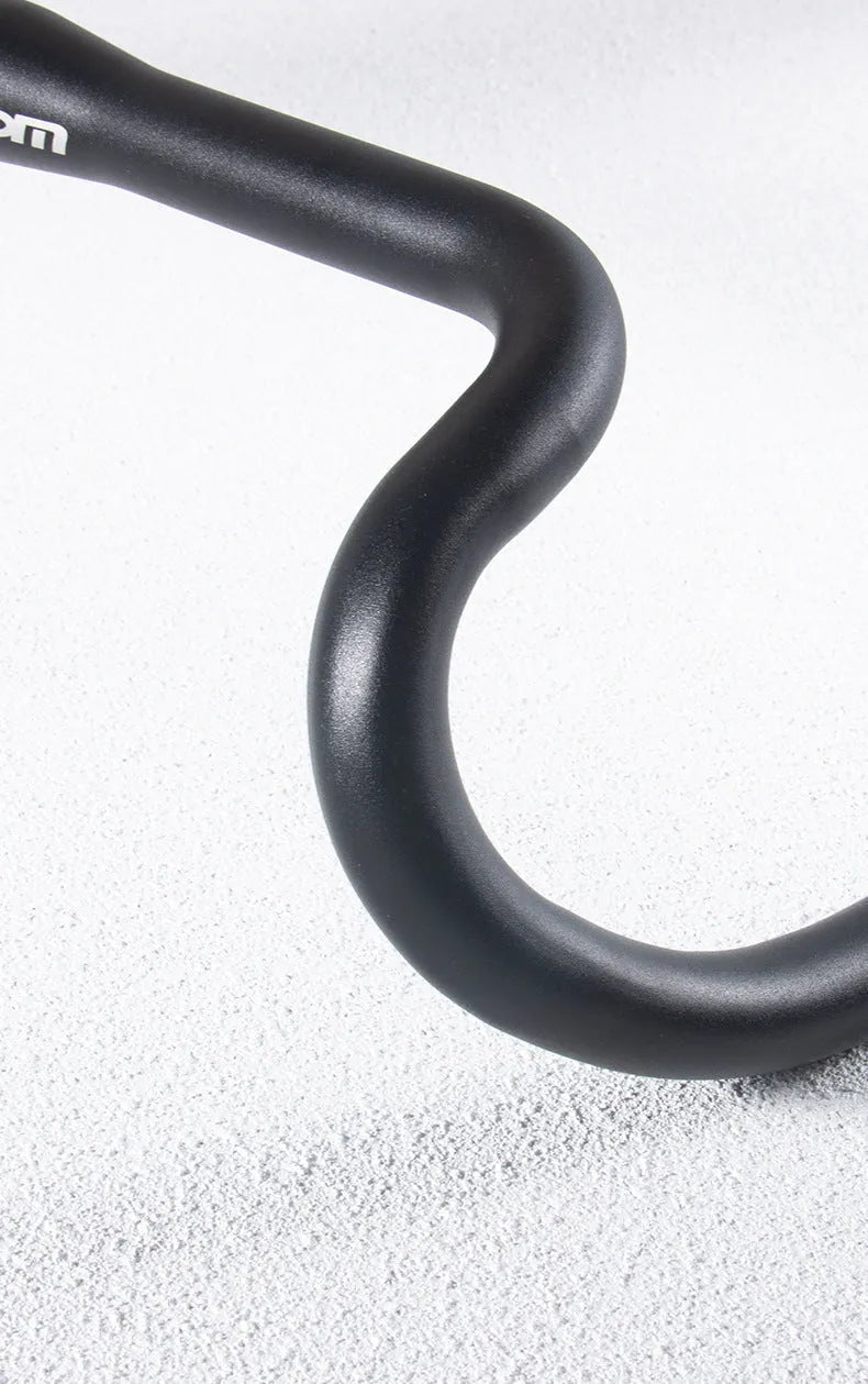 Black aluminium alloy road bike bent handlebar 420mm width with 31.8mm clamp diameter