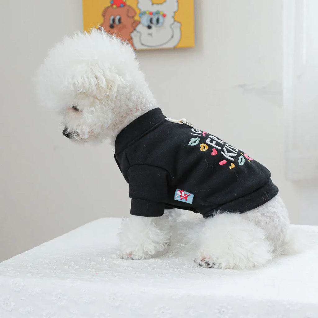 Casual polyester pet sweater in Kiss Sweater colour for dogs and cats, sizes XS to XL