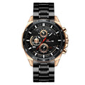 Men's casual watch with leather strap and business calendar display