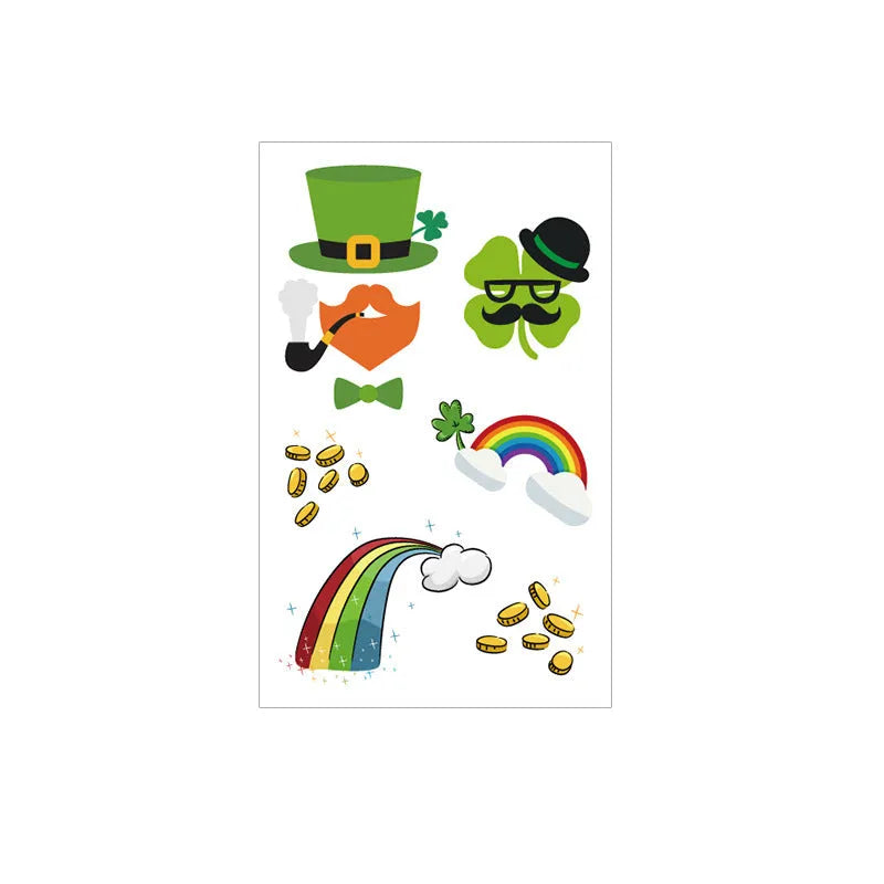 St. Patrick's Day clover tattoo sticker measuring 120×75mm with water transfer printing for Irish festivals