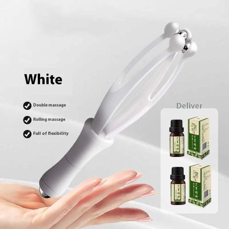 Blue finger massager with electroplated steel ball on a white background for hand joint rolling care