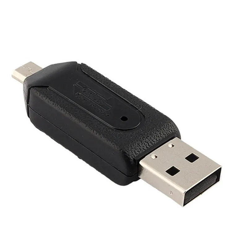 OTG card reader with micro USB connector in five colour options: white, pink, green, blue, and black