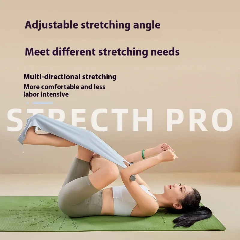 Yoga stretching tool in grey or pink colours for shoulder, back and hip flexibility exercises