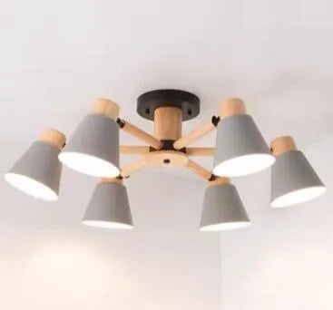 Nordic ironwood macaron ceiling lamp cluster in chosen colour and head count
