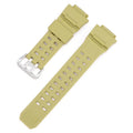 Camouflage pattern TPU watch strap with silver buckle, shown in multiple colour options.