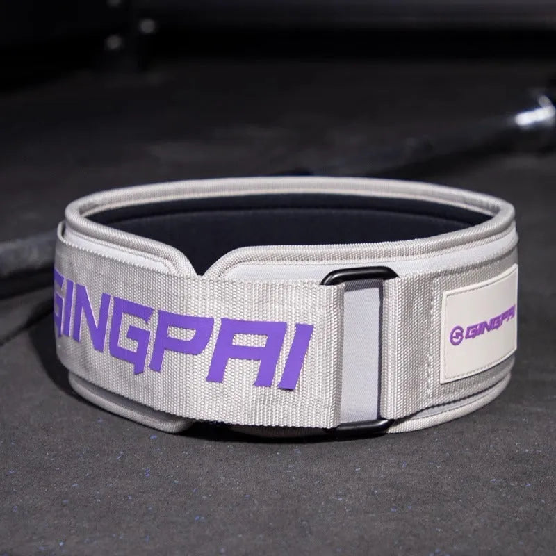 Abdominal exercising band with lumbar support belt for weightlifting and fitness training in adjustable sizes