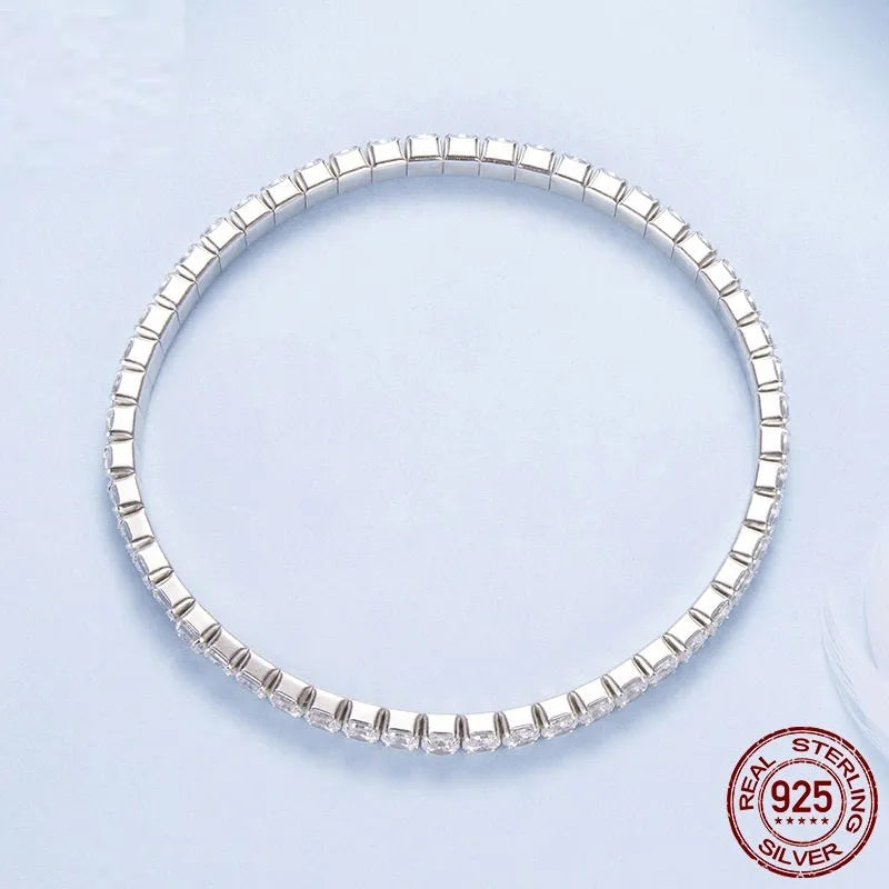S925 sterling silver full diamond bracelet, electroplated, chain thickness 2mm or 3mm, length 16CM or 18CM, women's geometric design