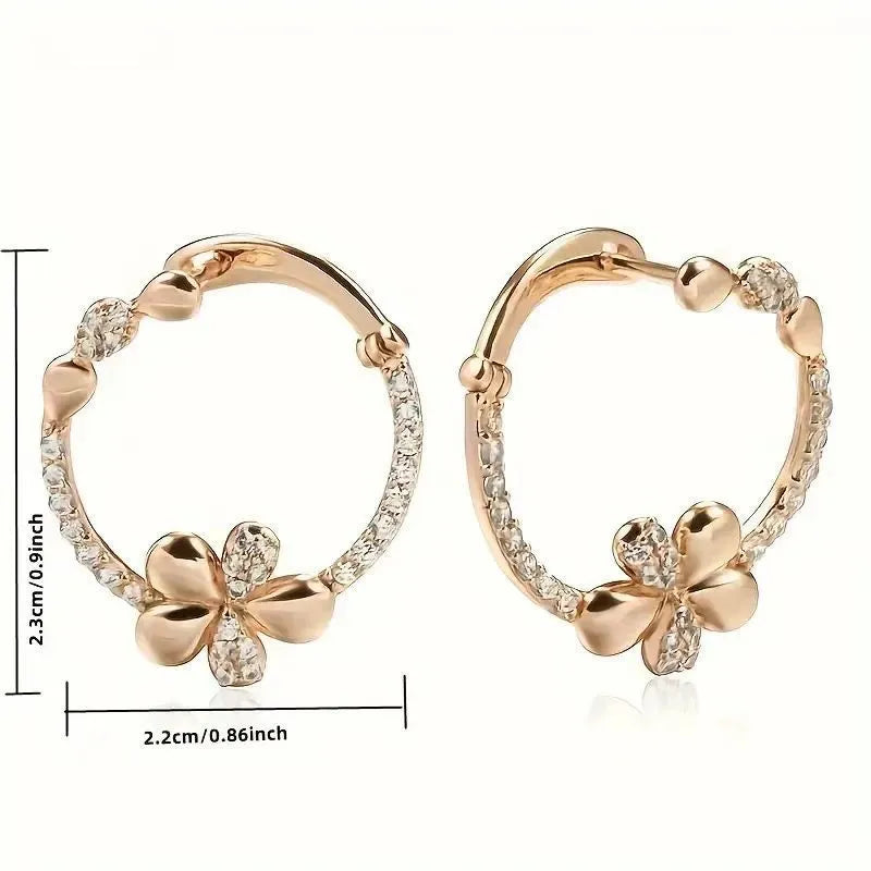 Women's copper round ring earrings with electroplated finish, geometric shape, colour EK13286-FD-01, one pair