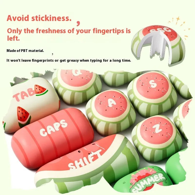 Watermelon theme mechanical keyboard key caps with blue colour and summer design on PBT plastic