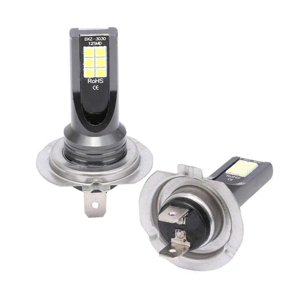 Single H7 110W LED car fog light with 12 SMD beads and aluminium white housing