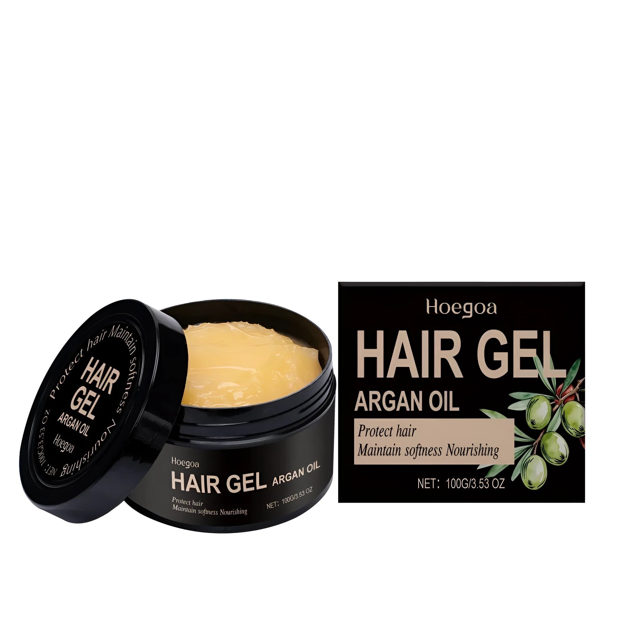 100ml Moroccan nut oil hair setting gel container with hyaluronic acid and vitamin E