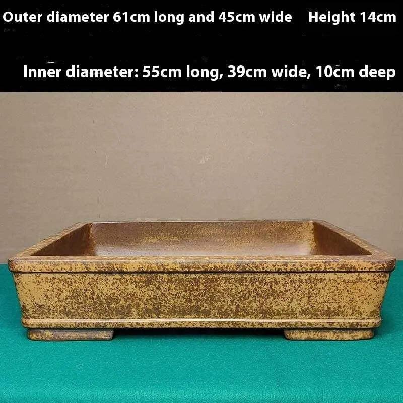 Yixing zisha purple sand rectangular ceramic flowerpot for flowers and plants