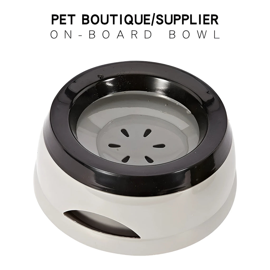 Blue plastic pet water bowl with floating design, 750ml capacity, 15.3x18.9x8cm