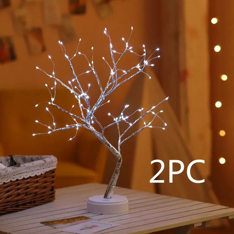 Christmas decoration LED pearl tree light with starry touch light in warm white