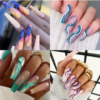 Ballet Wave Line detachable nail stickers in wave line pattern with jelly glue on a white background