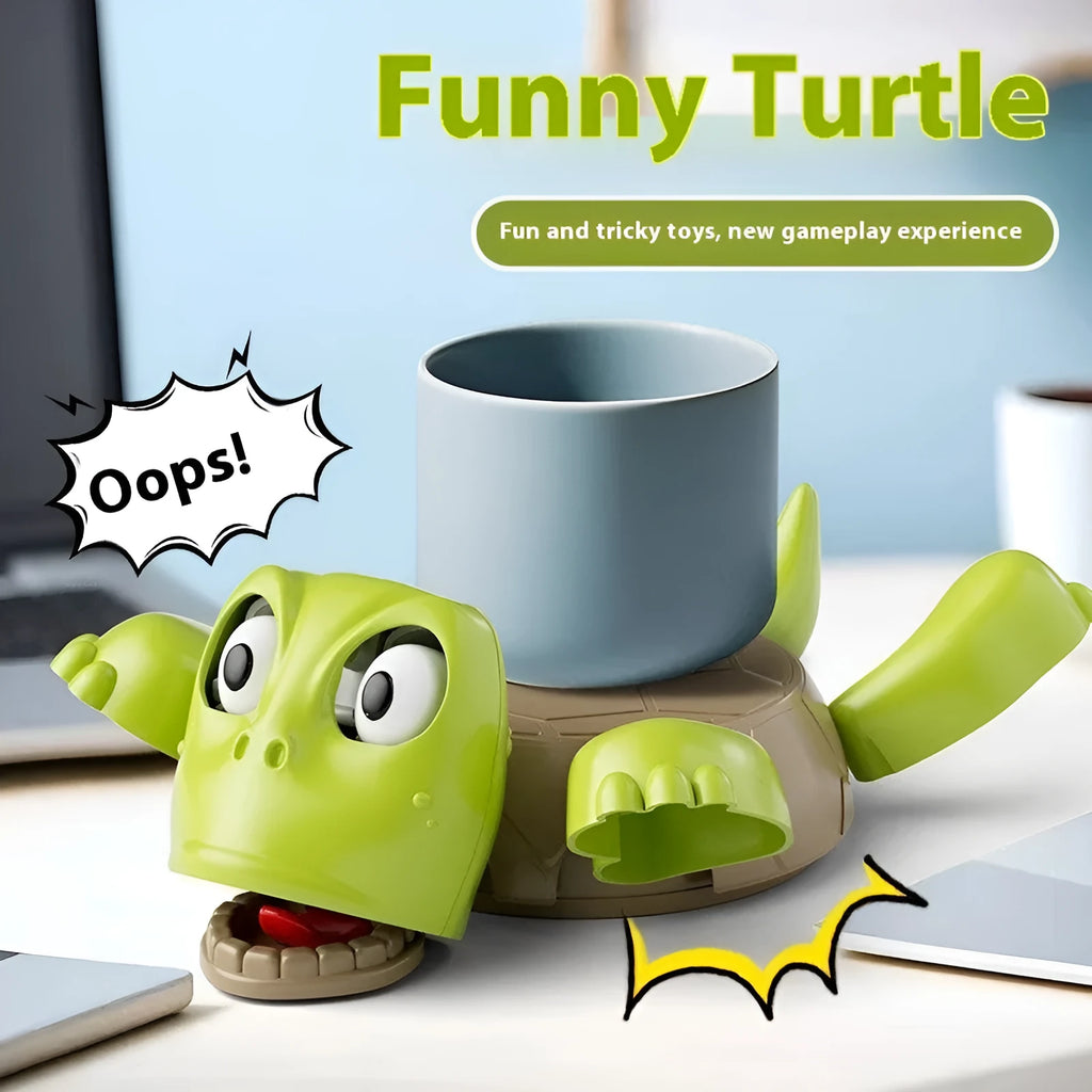 Creative turtle-shaped ABS plastic coaster in one of four colour options on a table.
