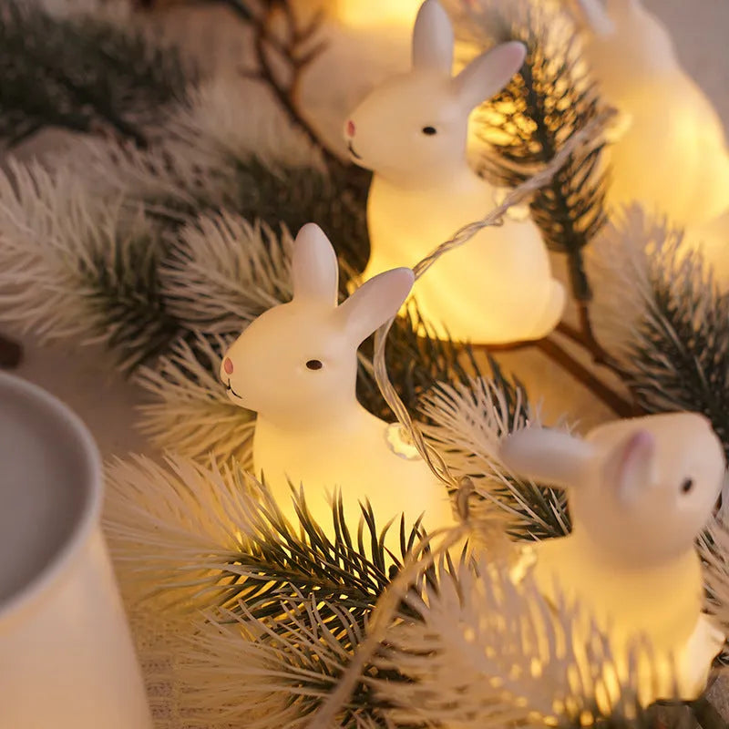 Easter plastic egg lamp string with 10 warm white LEDs, USB and battery power, manual switch