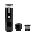 Black portable wireless coffee machine for outdoor camping and car travel with K-cup compatibility