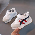 Children's synthetic leather sneakers with Velcro closure in white, beige, and khaki colours