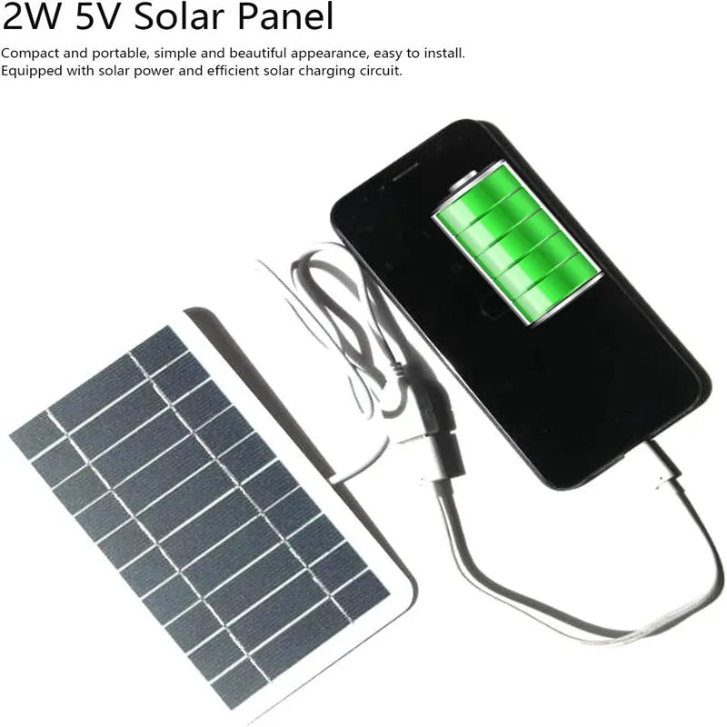 2W 5V portable solar panel charger with USB output, A-grade polycrystalline silicon, EVA laminated, PET cover, 157x94mm