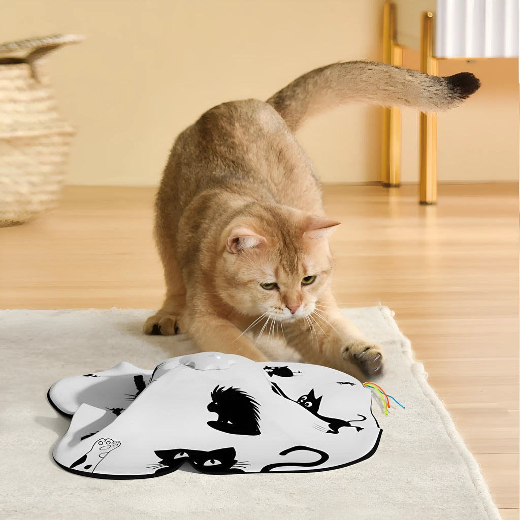 Plastic cat teaser wand toy with catnip dispenser measuring 19.8x11.5x19.5cm