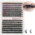 DIY mixed pack of cluster false eyelashes showing boxes of 30D, 40D, and combination lashes with tweezers.