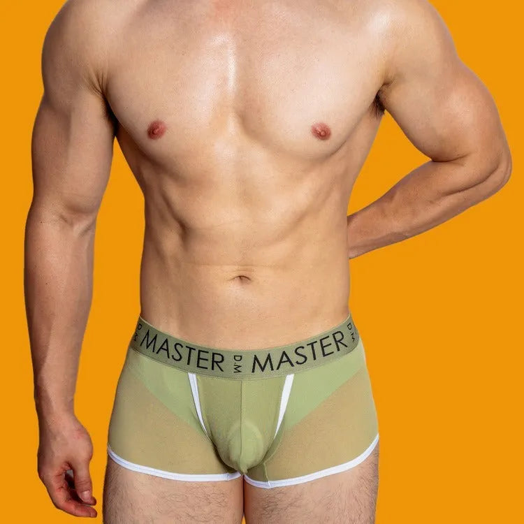 Men's low waist ice silk quick-drying shorts in solid colour, available in black