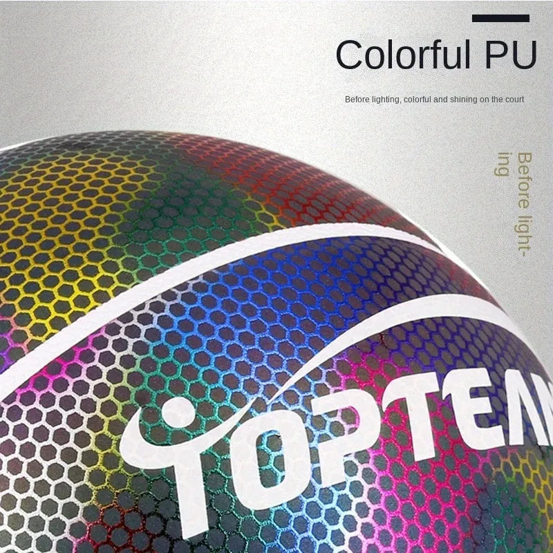 No. 7 size basketball with holographic reflective surface in Chroma and White colour options.