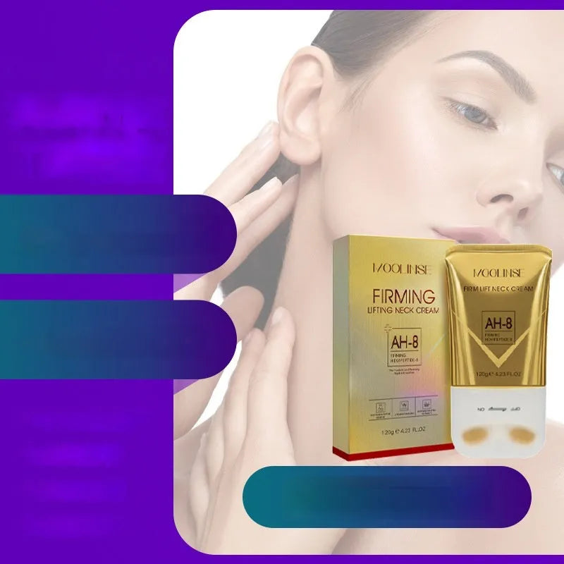 Neck moisturising cream with roller applicator for dry skin care in medium sample size