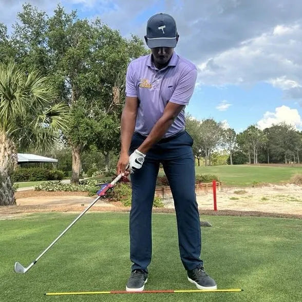 Plastic golf swing plane trainer for swing path practice