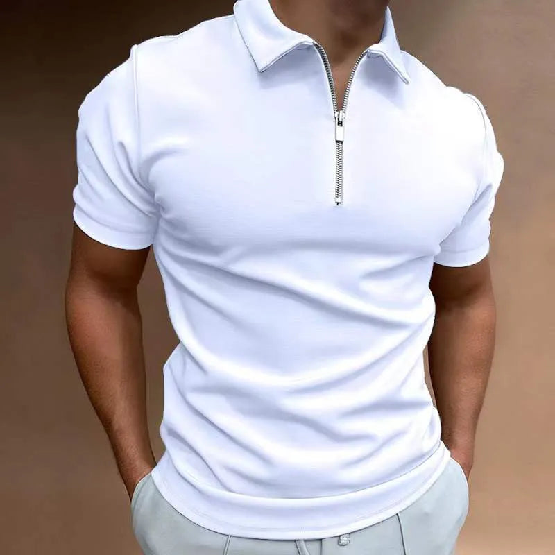 Men's casual short sleeve digital print POLO shirt in loose fit polyester, available in multiple colours