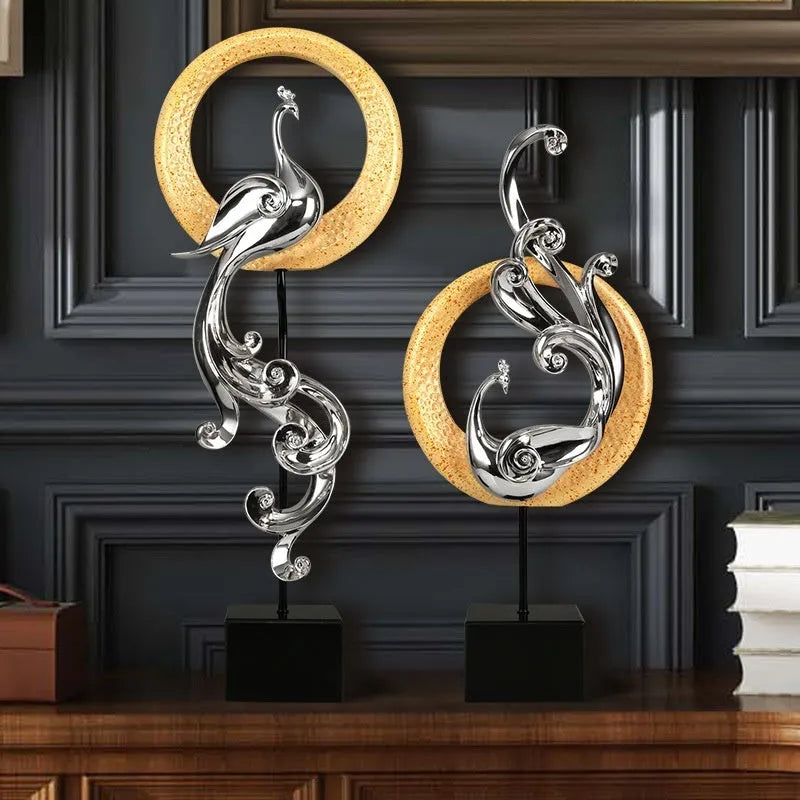 Large European style Phoenix ornament in synthetic resin with detailed craftsmanship