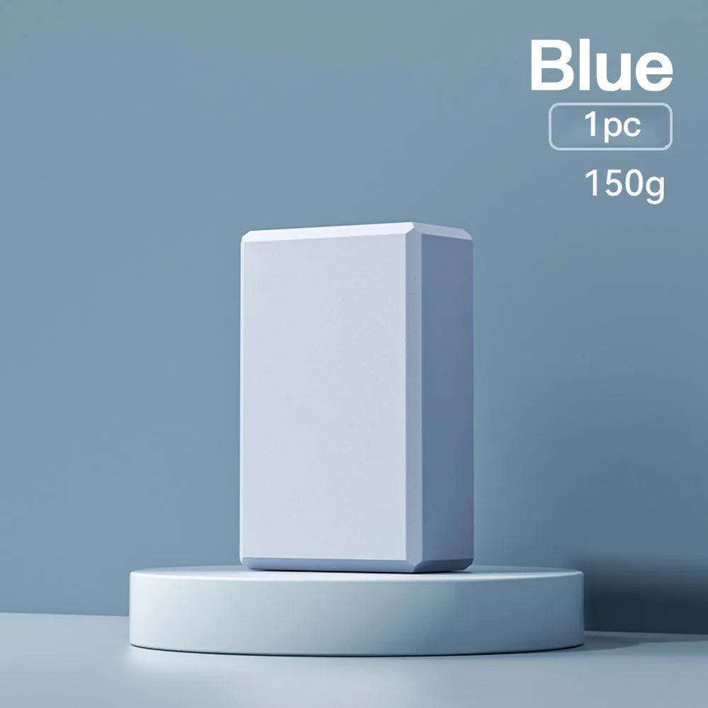 High density EVA foam yoga block with hexagonal facets and ridges in solid colour for pilates
