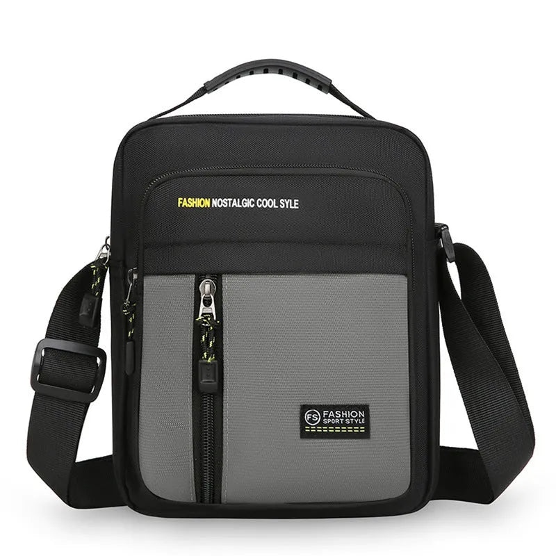 Men's nylon crossbody messenger bag in casual outdoor style with crossbody strap
