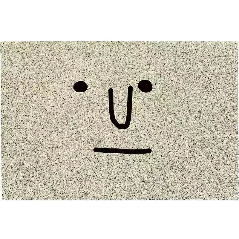 Square PVC floor mat with cartoon facial expression pattern in Mr Big Nose colour and steel traveller stitched edges