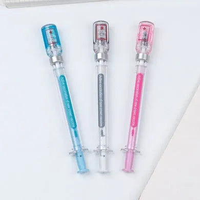 Vaccine pen creative gel pen plastic shell 0.5mm black ink 15.7cm length cap style