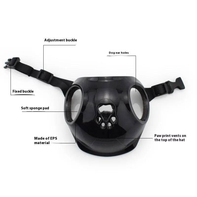 Plastic cycling hat helmet for small and medium dogs in black, white, and pink free size